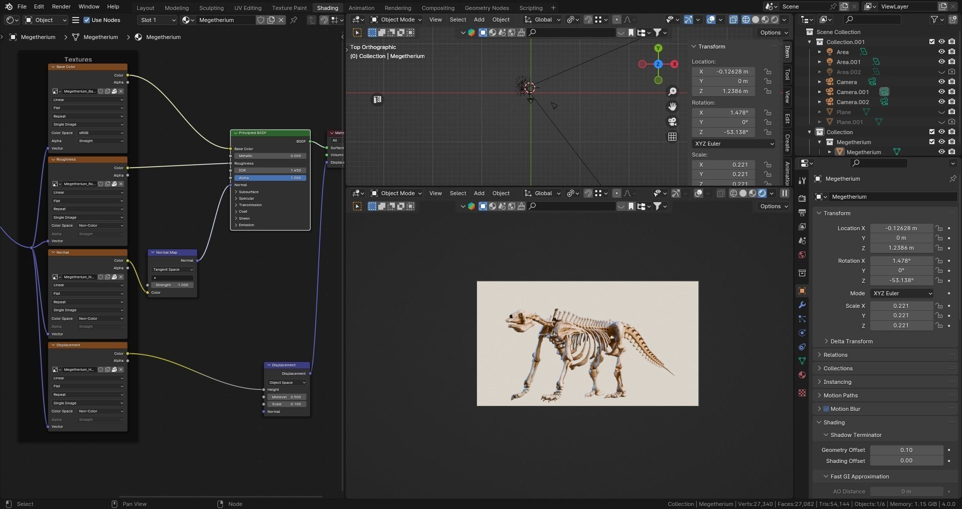 Realistic Mammals Fossil - Megatherium Low-poly 3D model_8