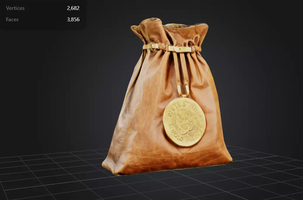 FREE Fantasy leather coin bag Free low-poly 3D model