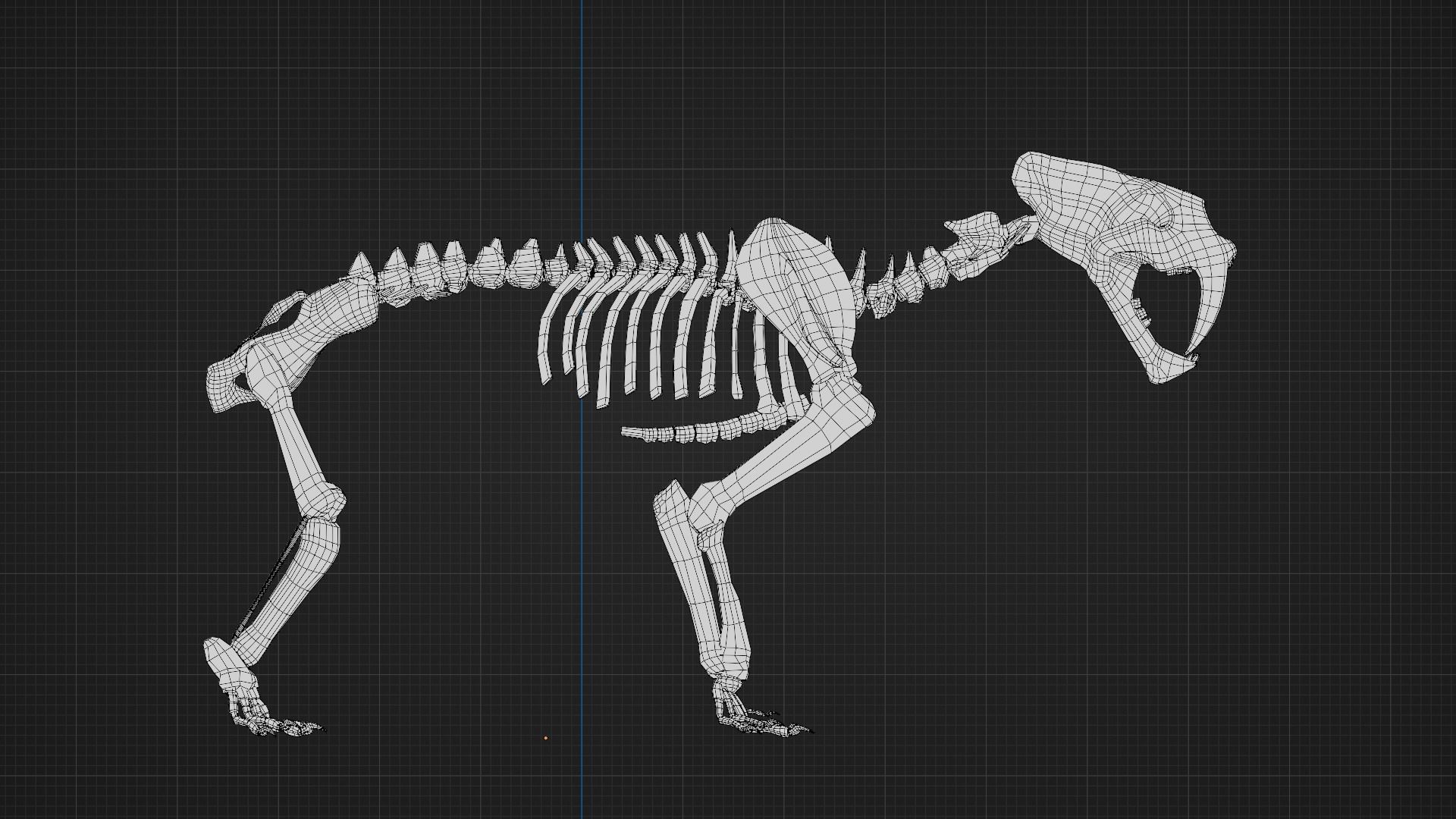 Relistic Mammals Fossil - Sabertooth Low-poly 3D model_11