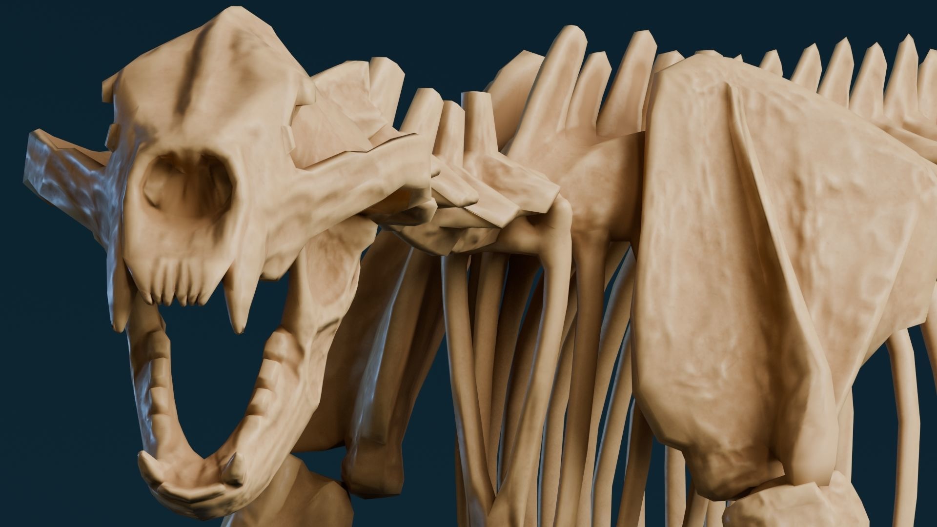 Realistic Mammals Fossil - Short Faced Bear Low-poly 3D model_1