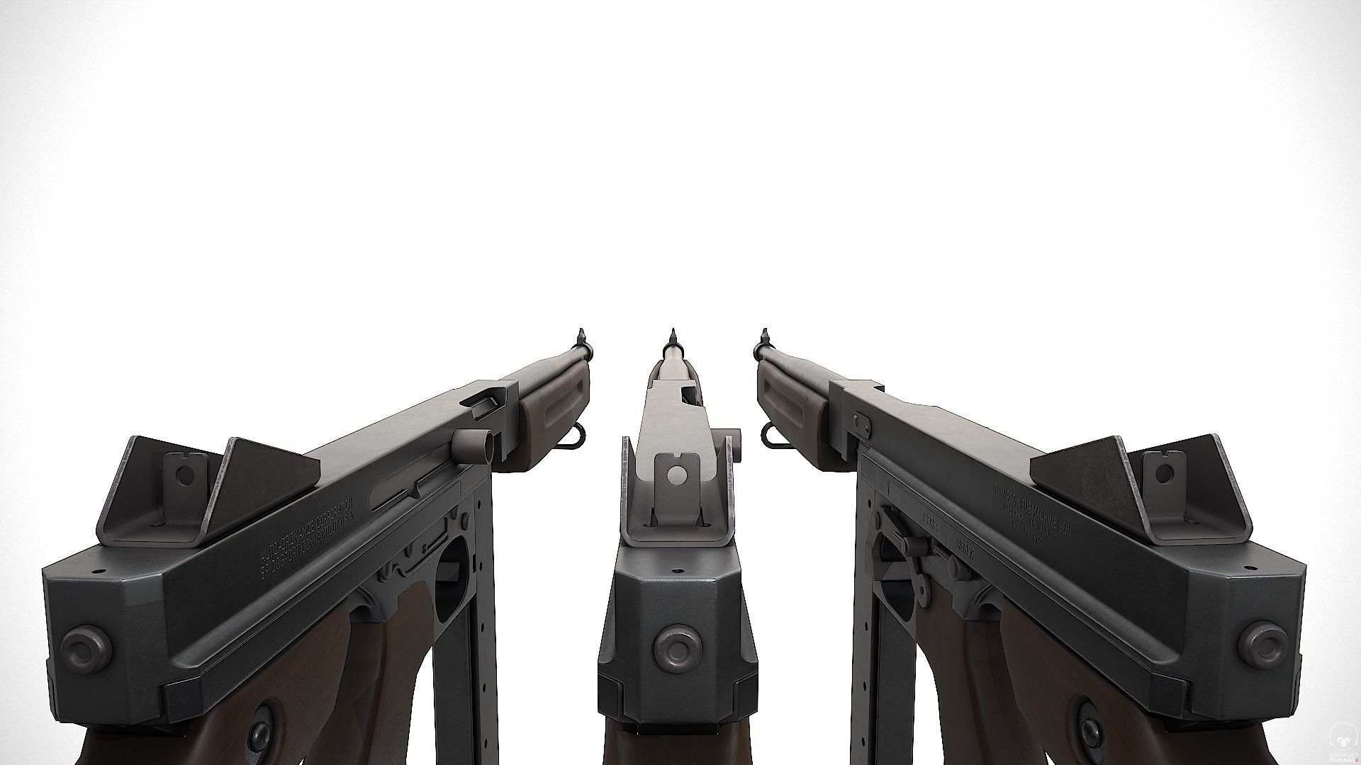 Thompson M1A1 Low-poly 3D model_8