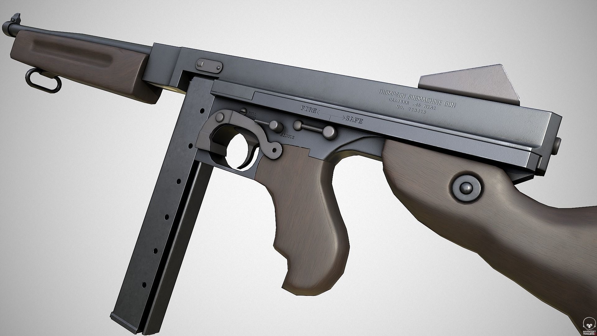 Thompson M1A1 Low-poly 3D model_3