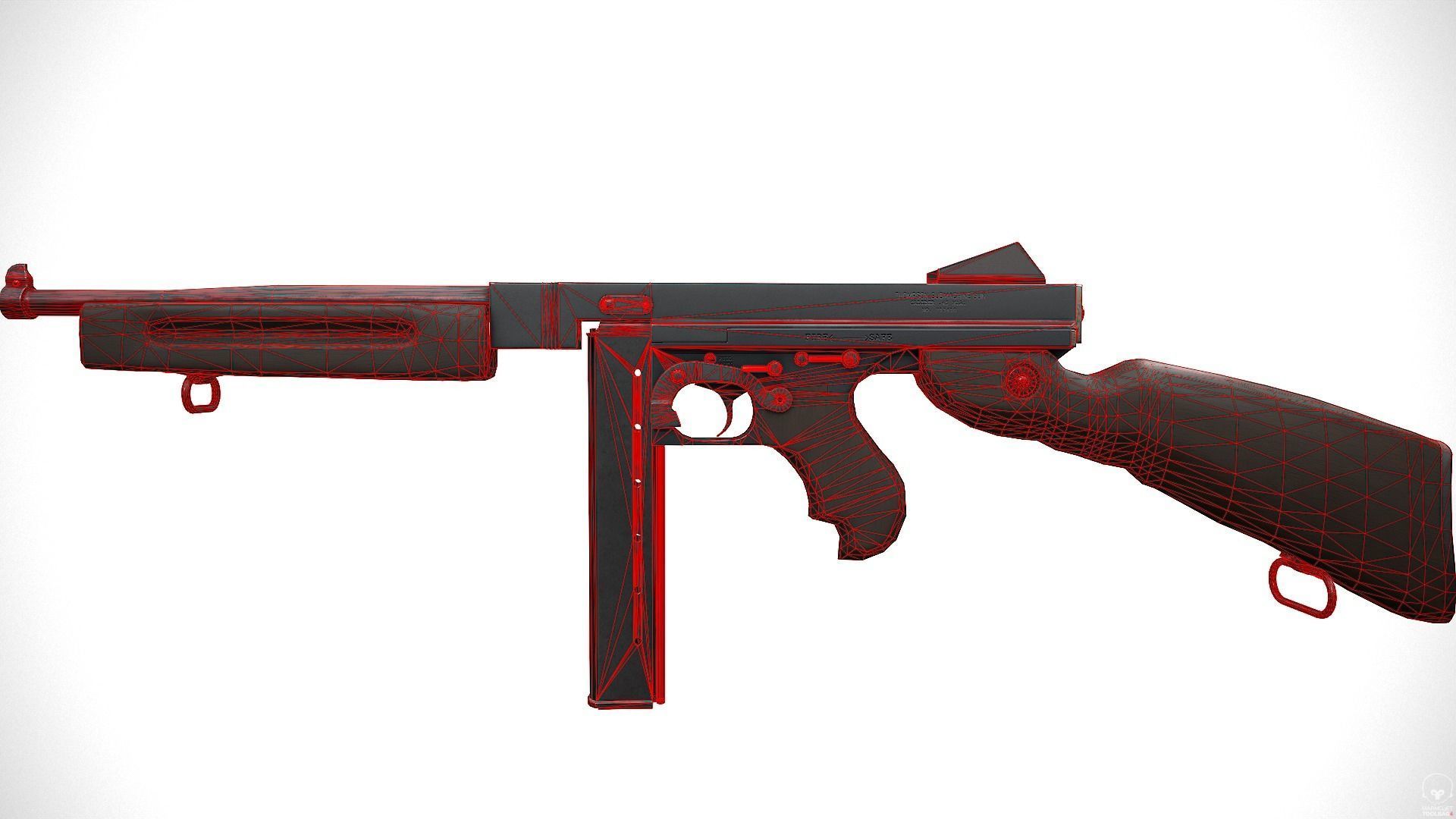 Thompson M1A1 Low-poly 3D model_10