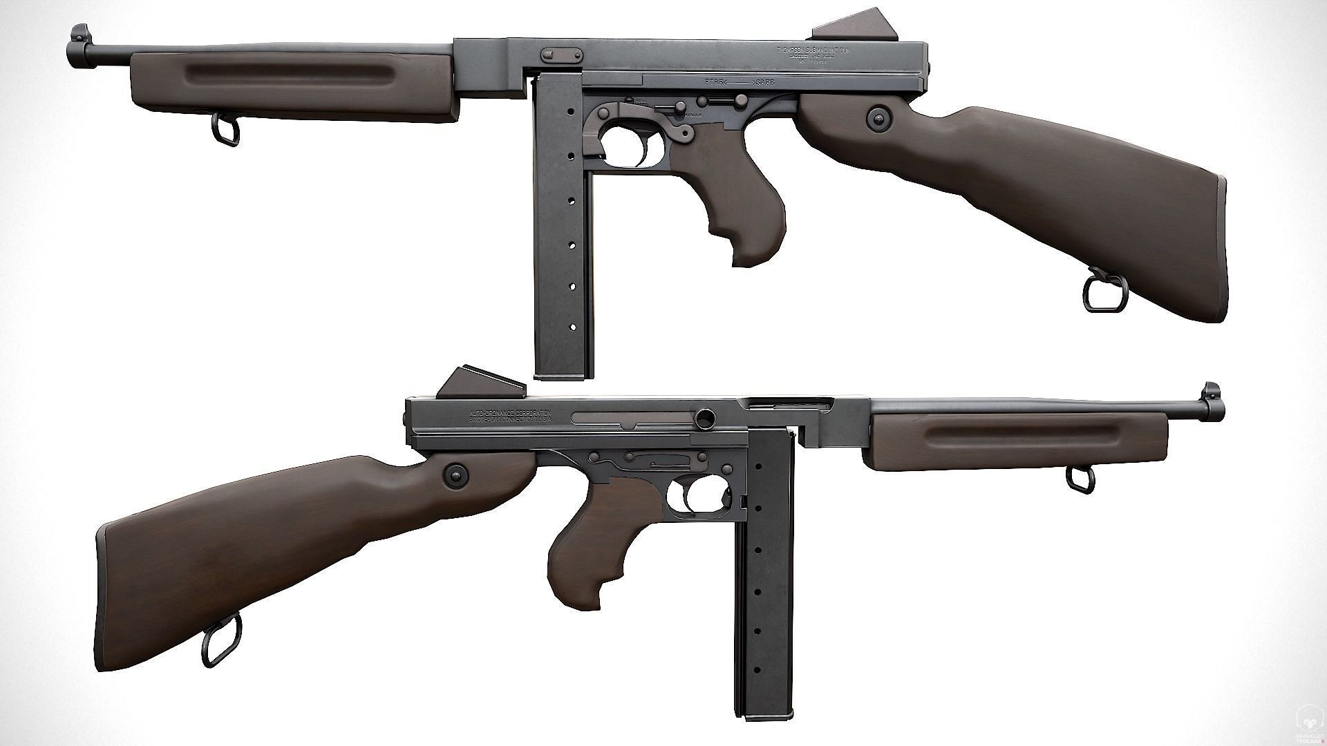 Thompson M1A1 Low-poly 3D model_5