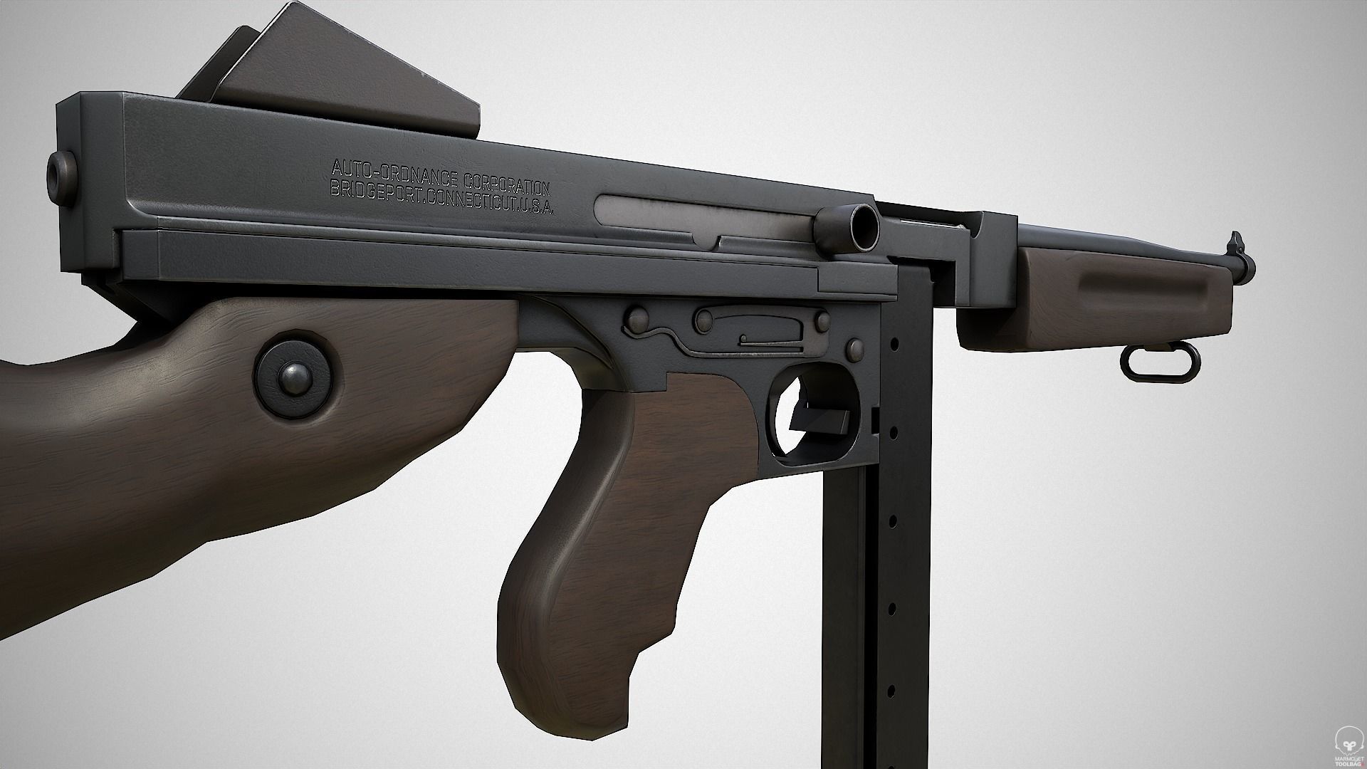 Thompson M1A1 Low-poly 3D model_1