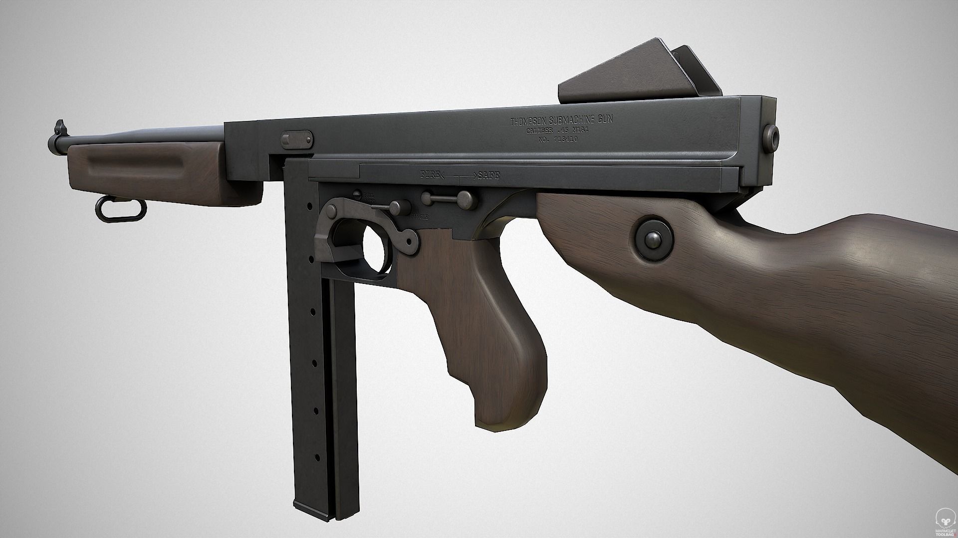 Thompson M1A1 Low-poly 3D model_7