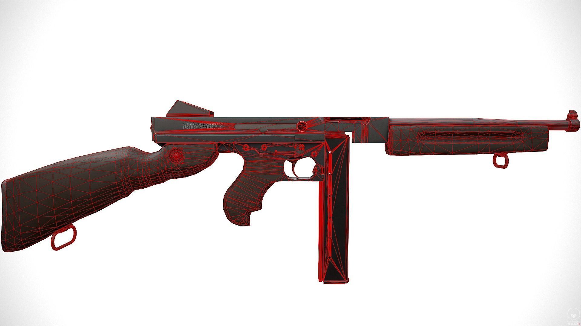 Thompson M1A1 Low-poly 3D model_11