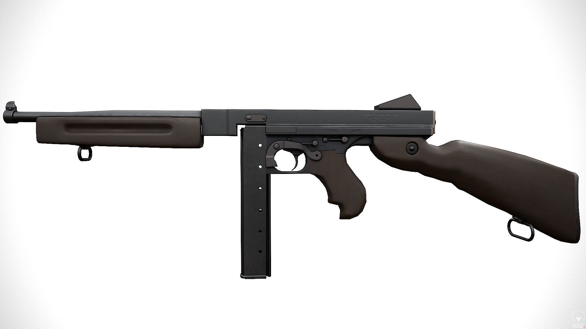 Thompson M1A1 Low-poly 3D model_9