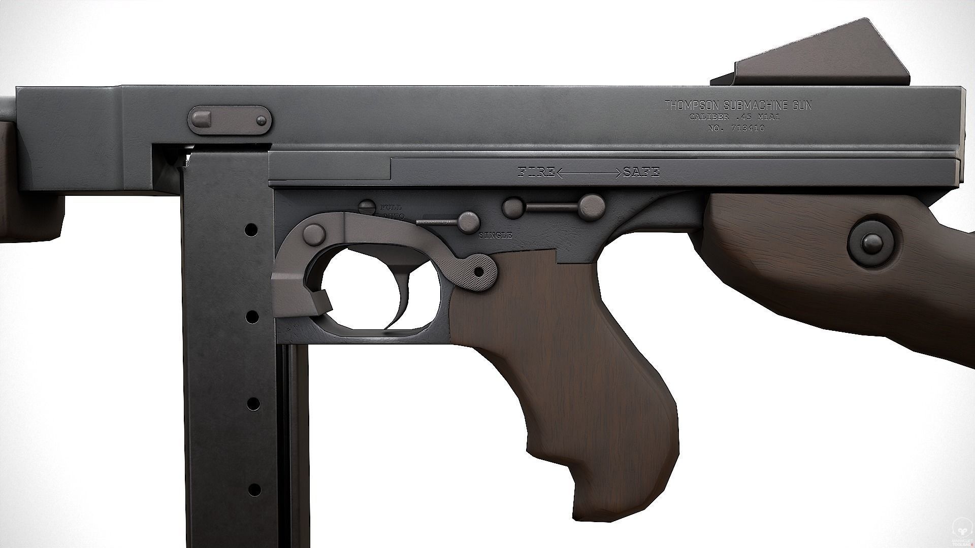 Thompson M1A1 Low-poly 3D model_4