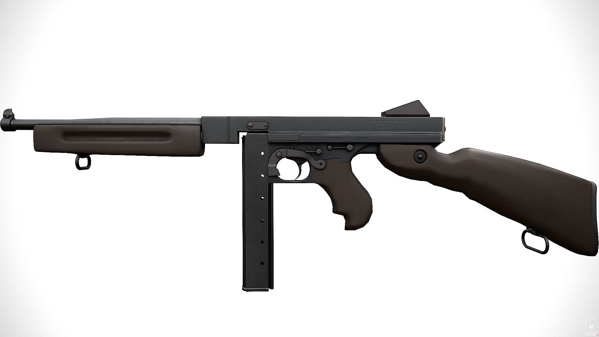 Thompson M1A1 Low-poly 3D model_12