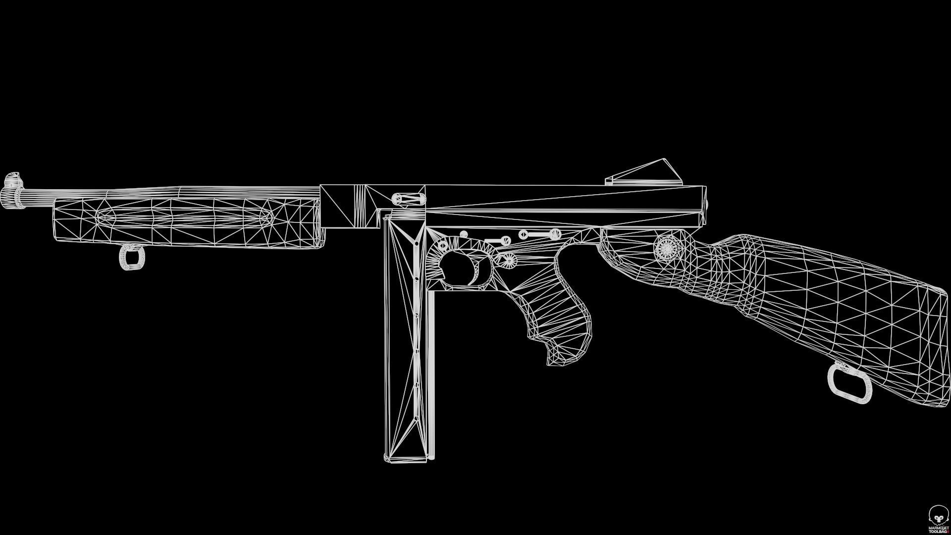 Thompson M1A1 Low-poly 3D model_13