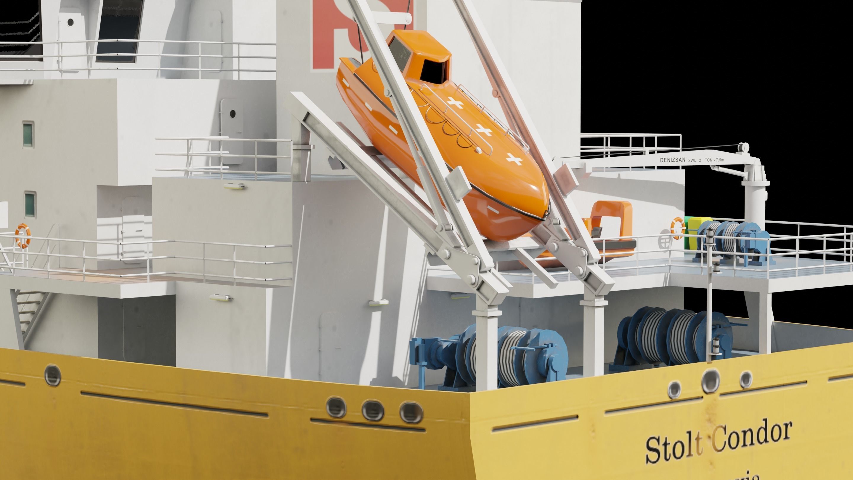 Chemical Tanker Low-poly 3D model_17