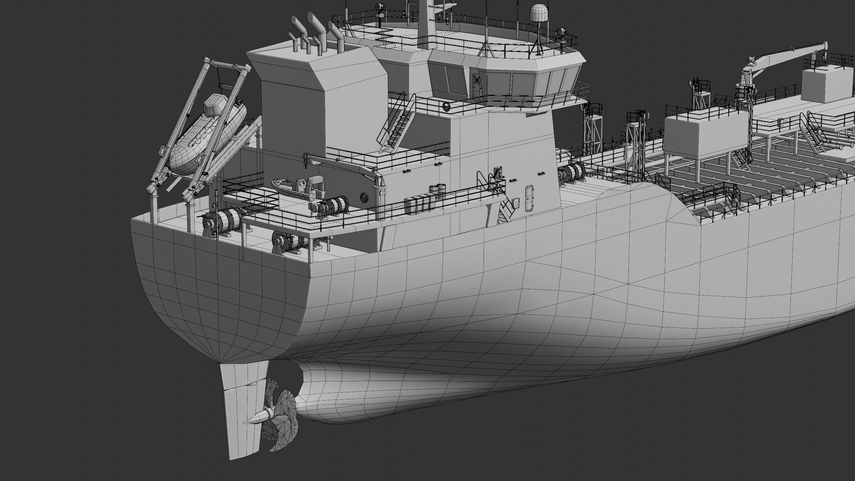 Chemical Tanker Low-poly 3D model_16
