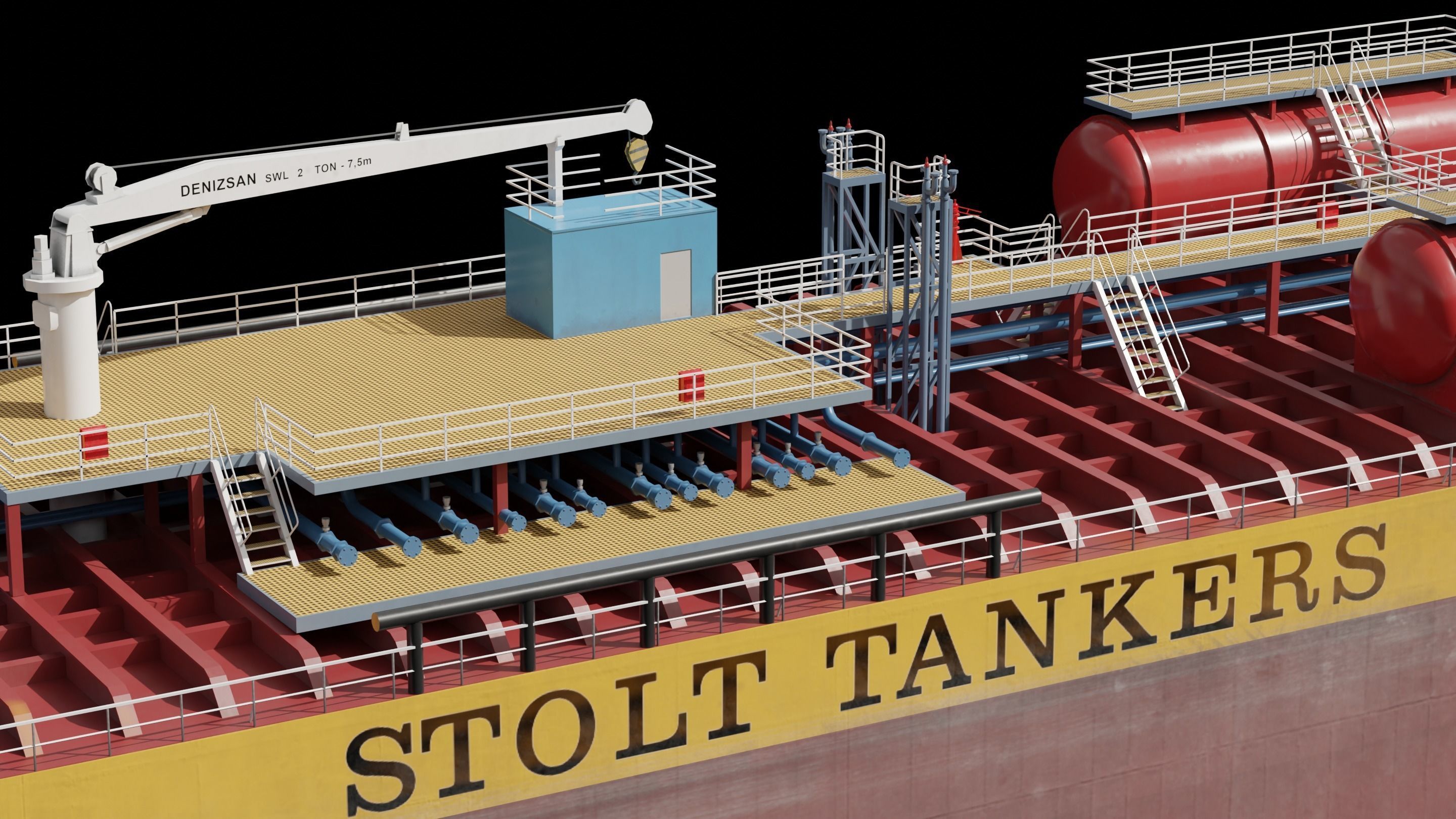Chemical Tanker Low-poly 3D model_11