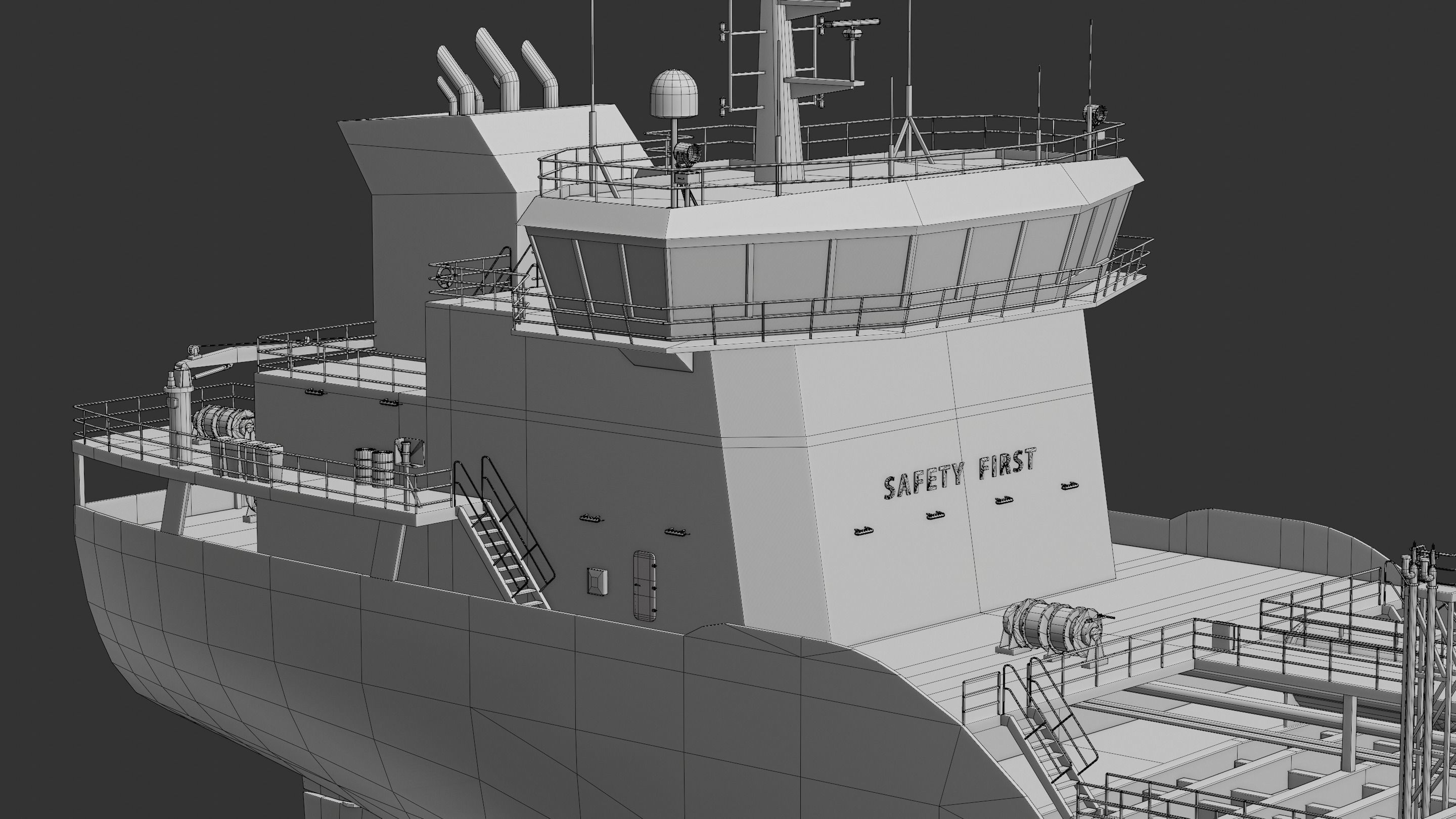 Chemical Tanker Low-poly 3D model_14