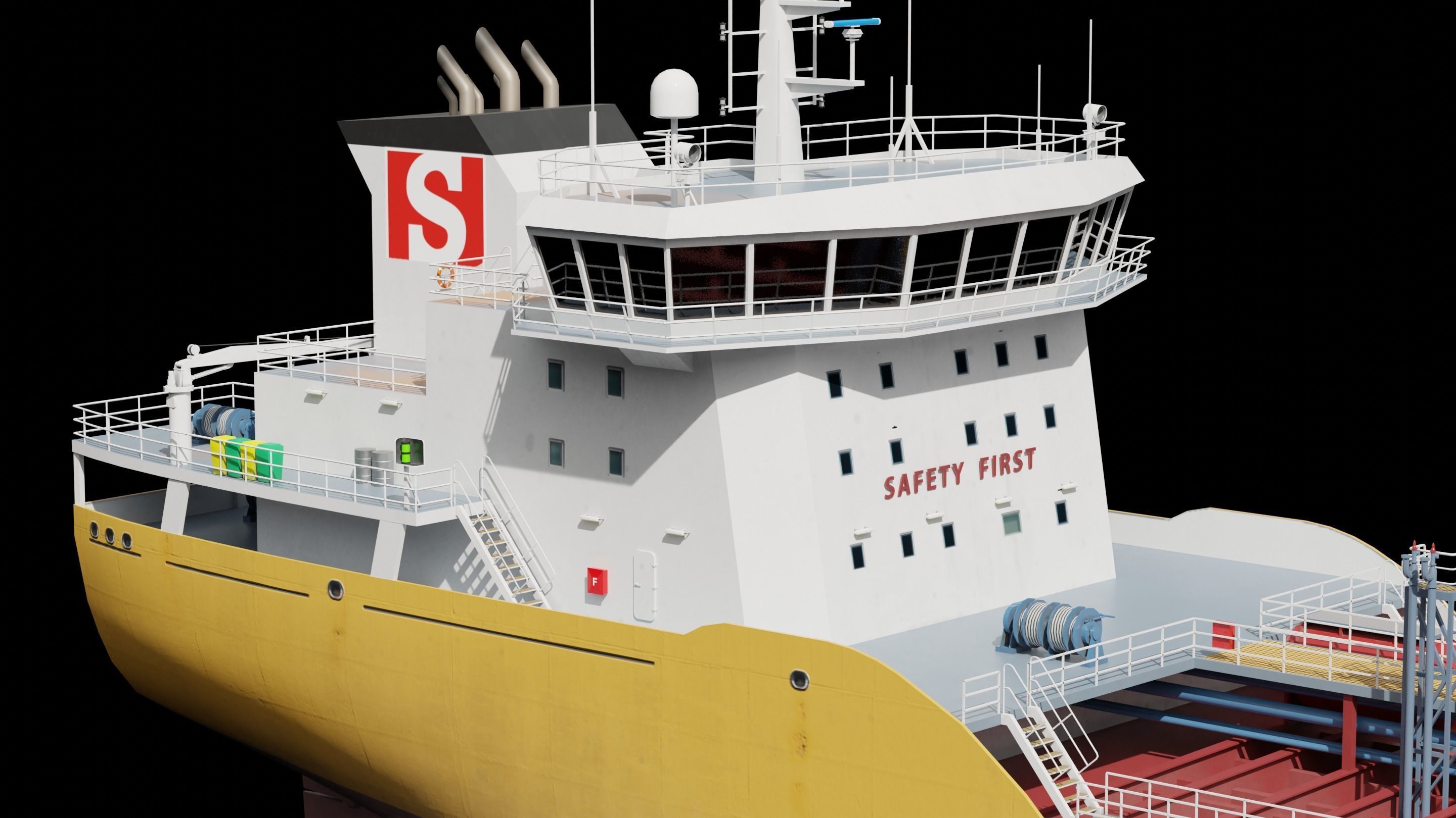 Chemical Tanker Low-poly 3D model_13