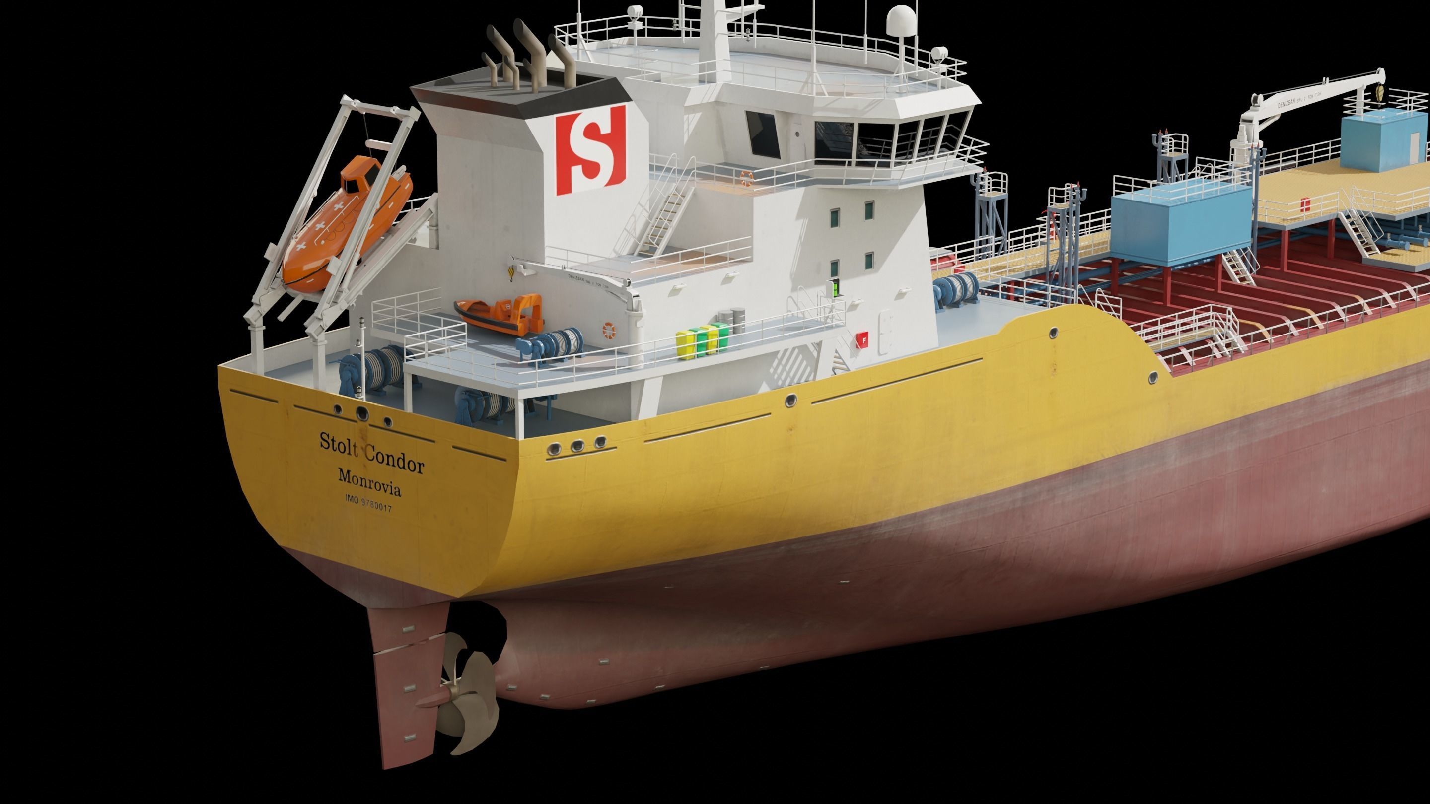 Chemical Tanker Low-poly 3D model_15