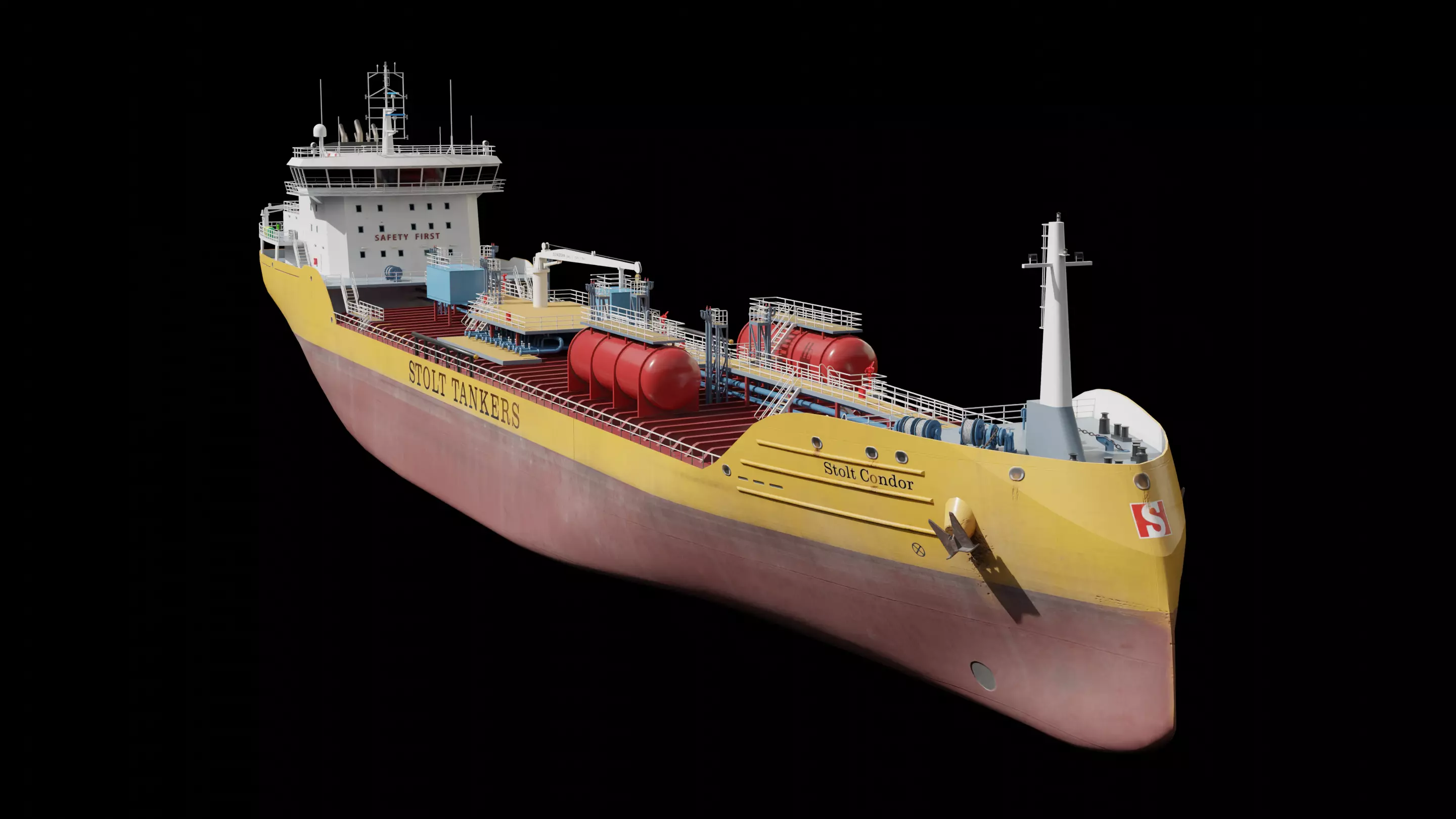 Chemical Tanker Low-poly 3D model_0