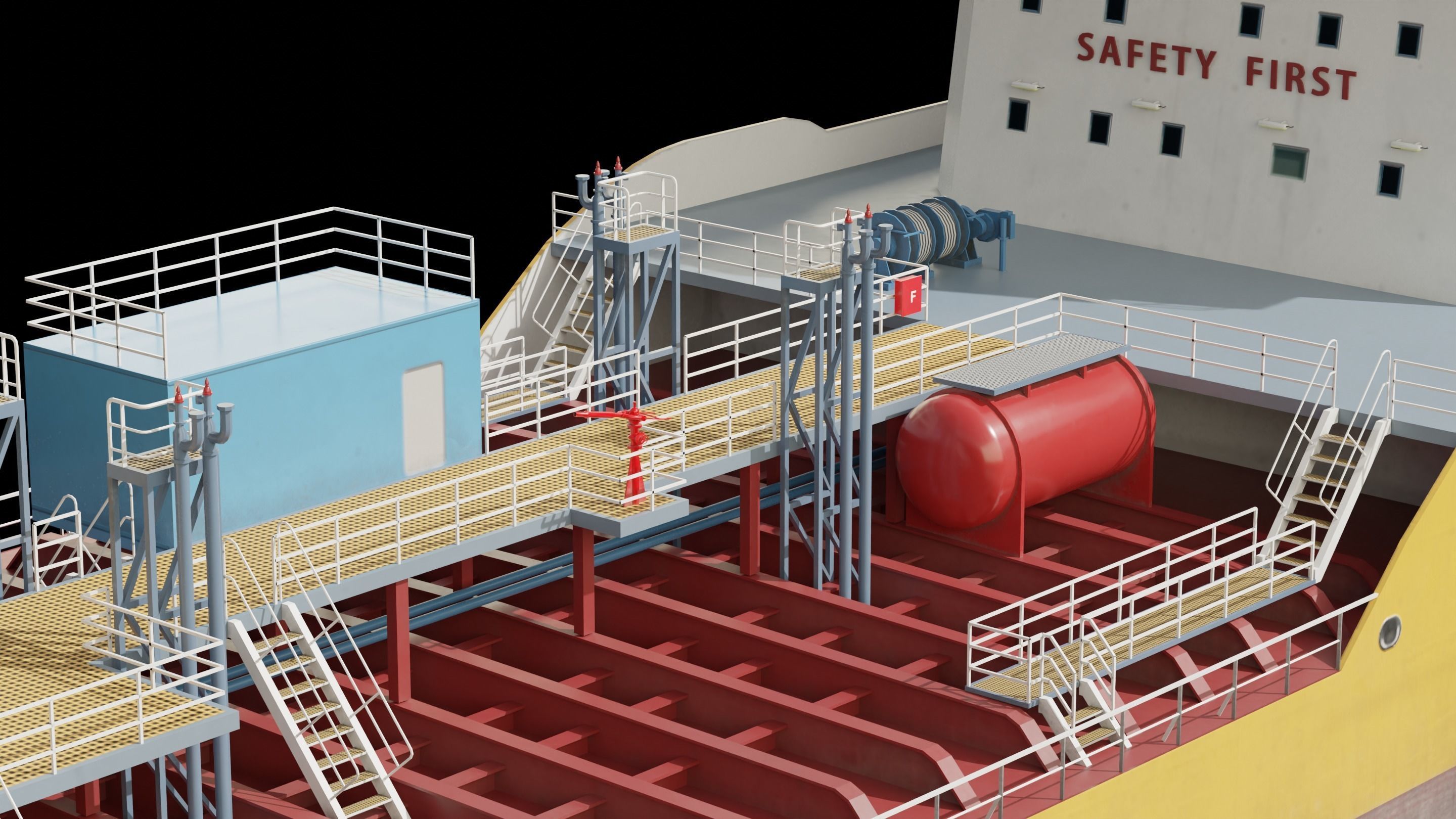 Chemical Tanker Low-poly 3D model_19