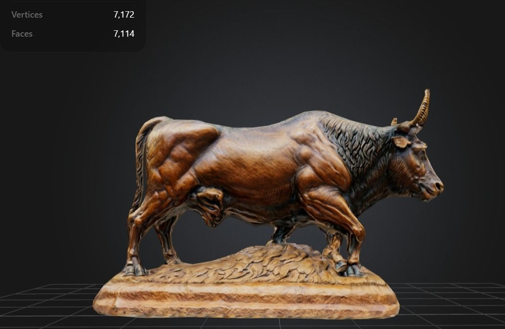 FREE Bronze Bull Statue Free low-poly 3D model_1