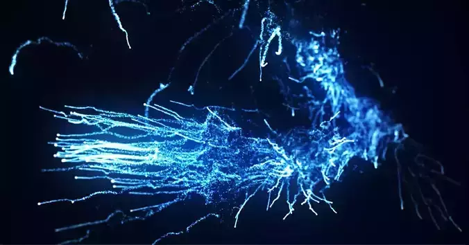 Beautiful abstract particle line track motion effects