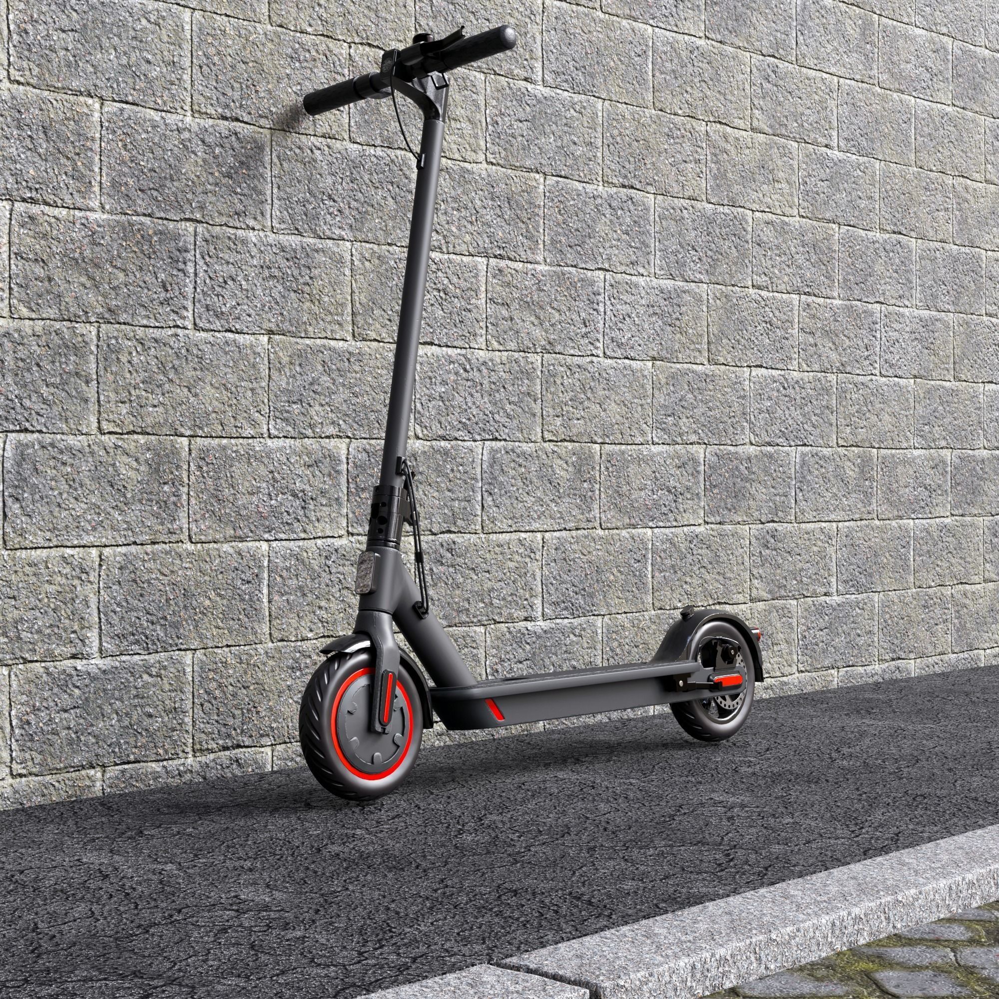 electric scooter Low-poly 3D model_2