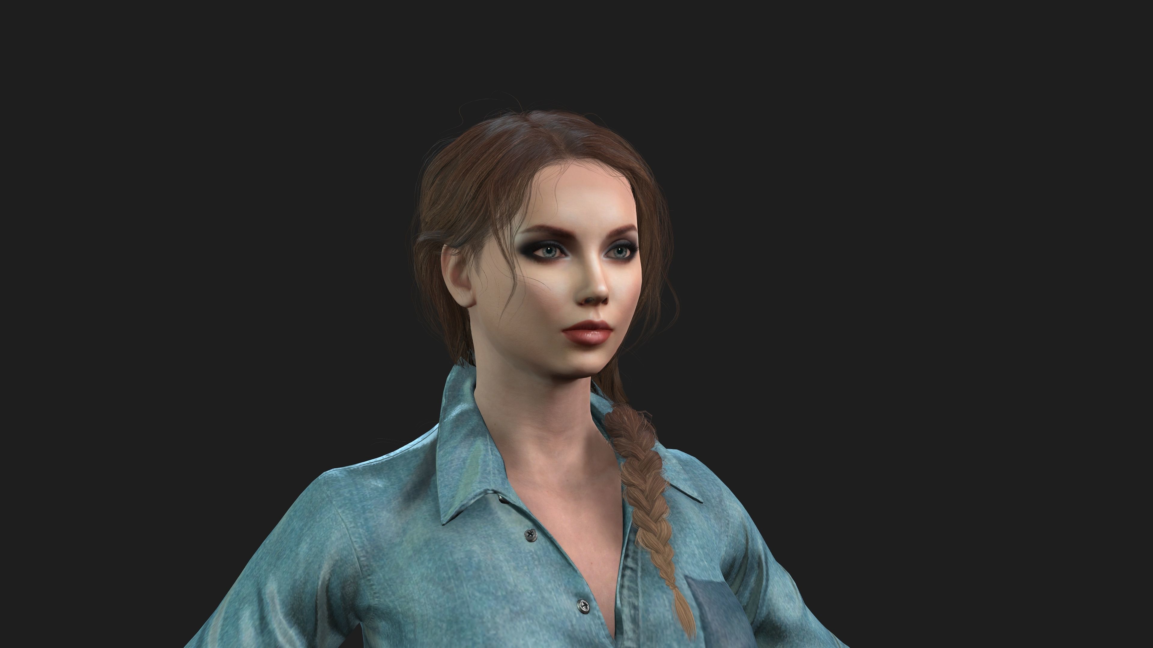 Female 3D Character Model for Games and Animation 3D model_5