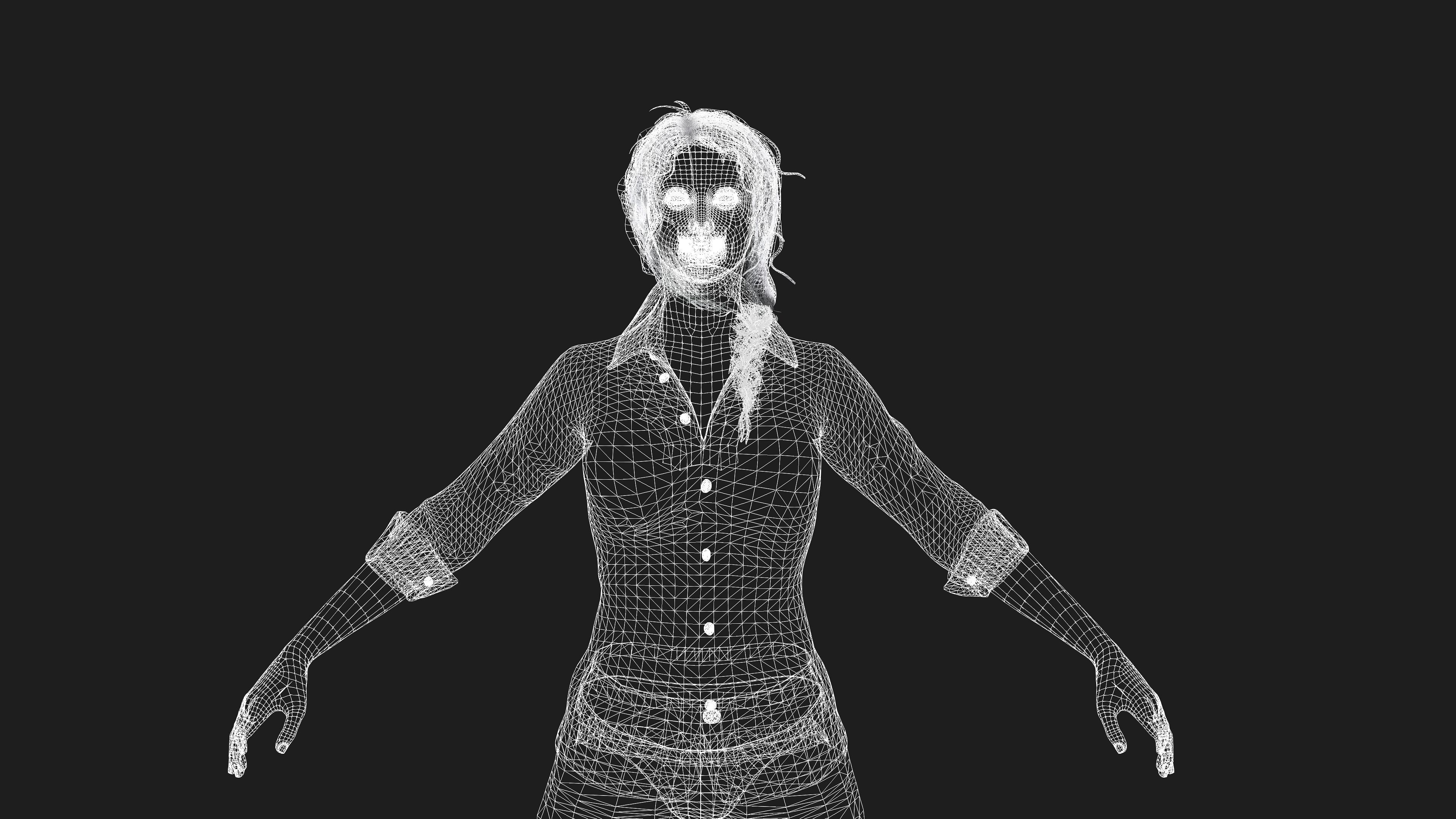 Female 3D Character Model for Games and Animation 3D model_7