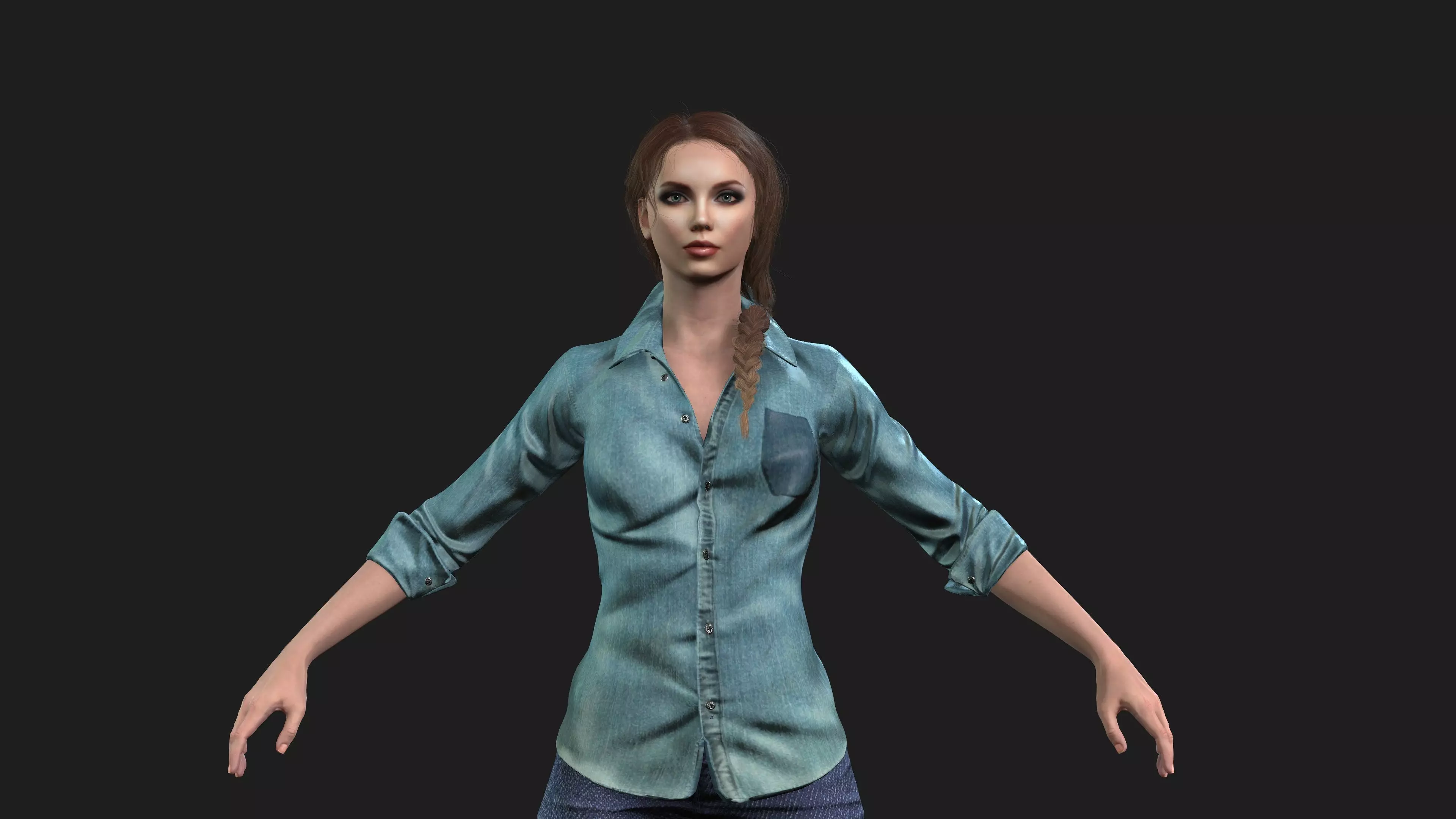 Female 3D Character Model for Games and Animation 3D model_0