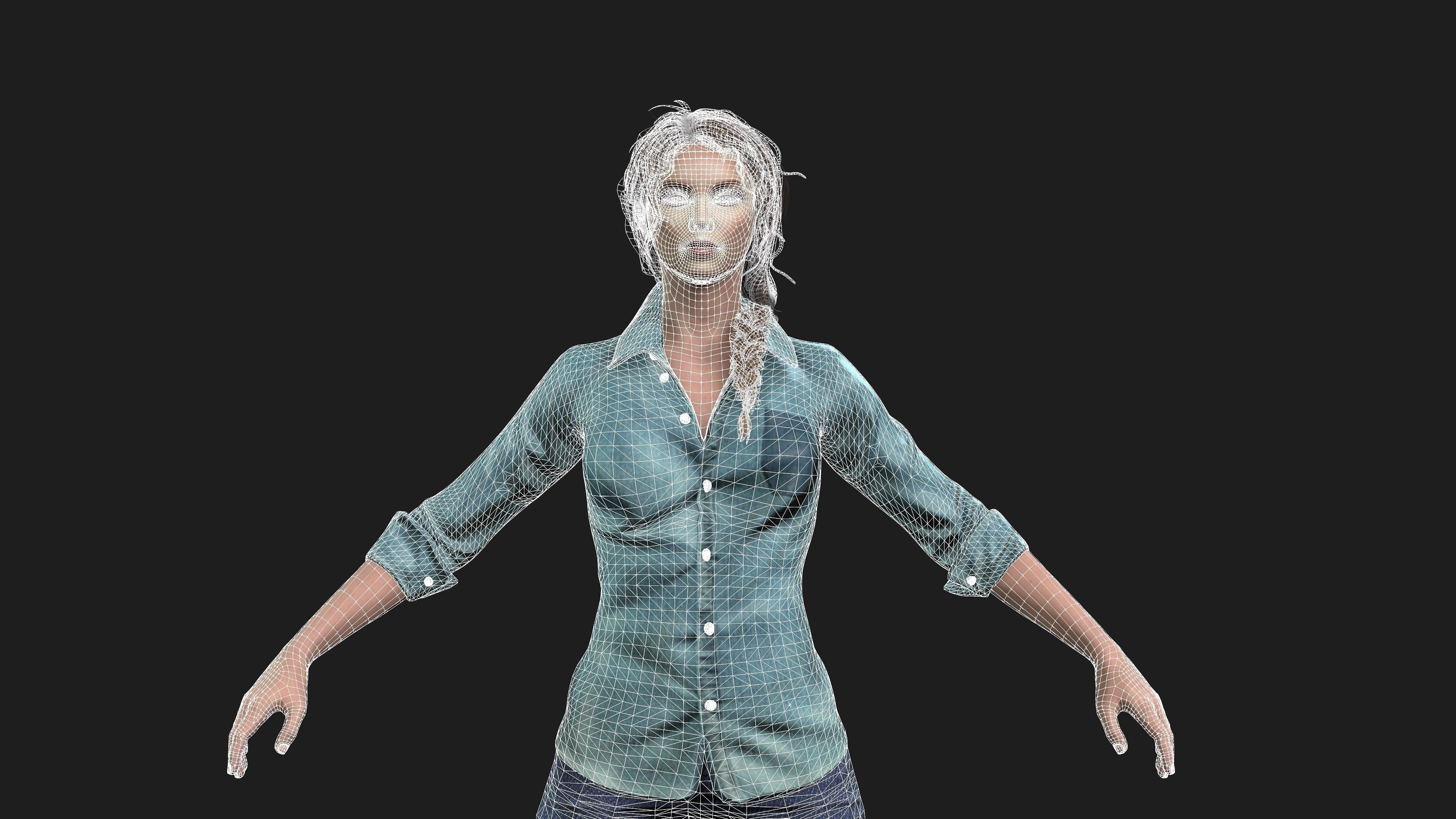 Female 3D Character Model for Games and Animation 3D model_8