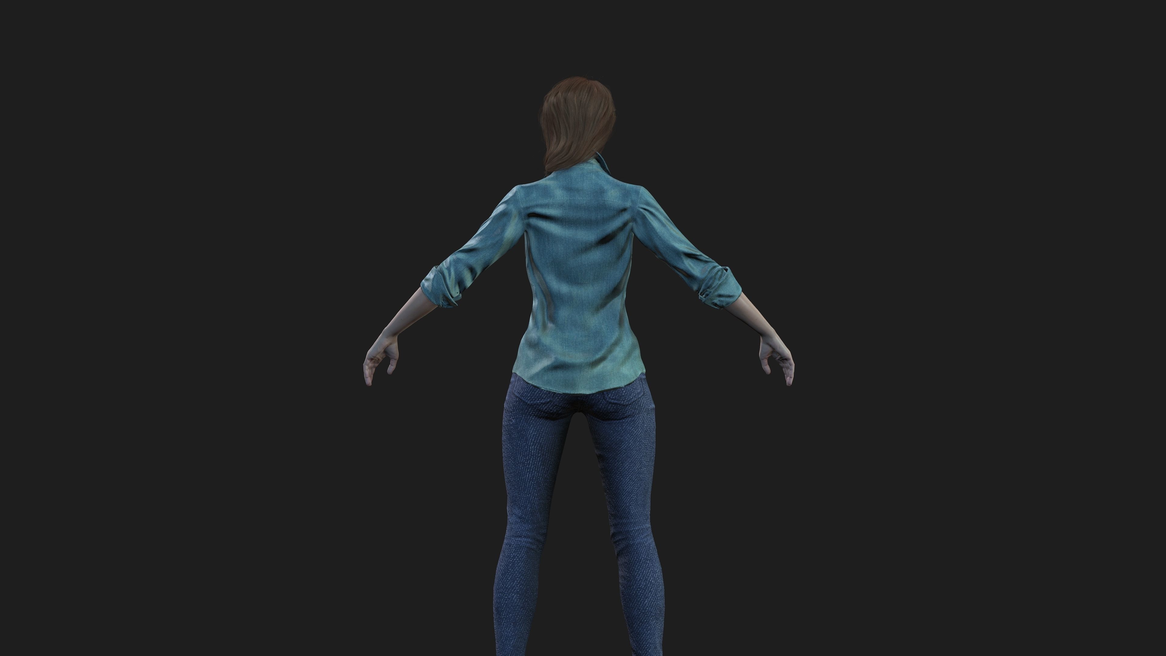 Female 3D Character Model for Games and Animation 3D model_3
