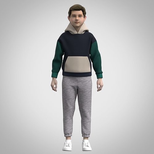 Boys Hoodie and trouser Low-poly 3D model