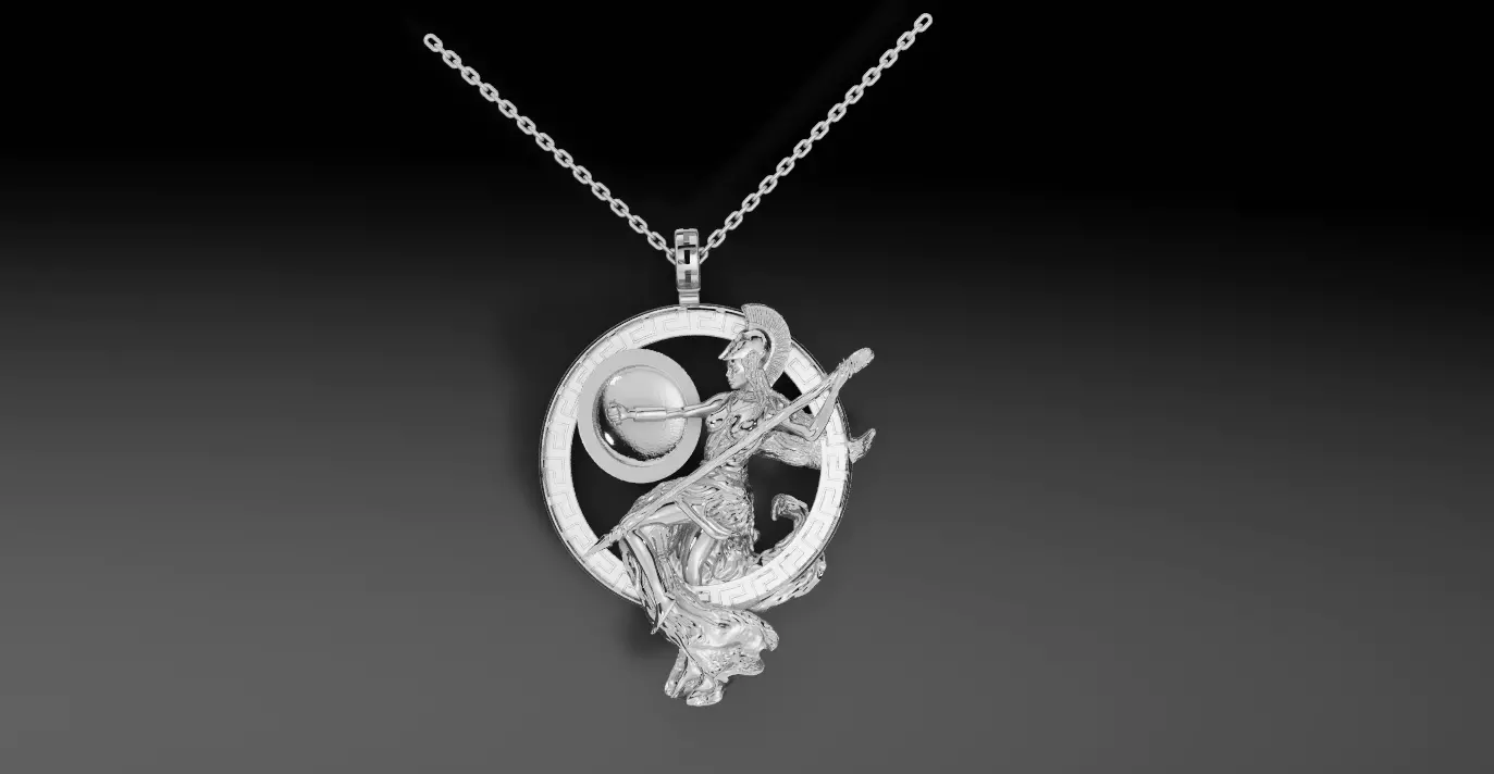 Athena War Goddess Pendant 3D Model STL OBJ Rhino ZPR 3D print model_0