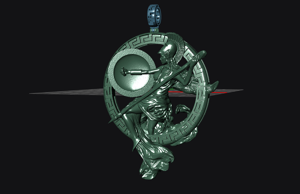 Athena War Goddess Pendant 3D Model STL OBJ Rhino ZPR 3D print model_3