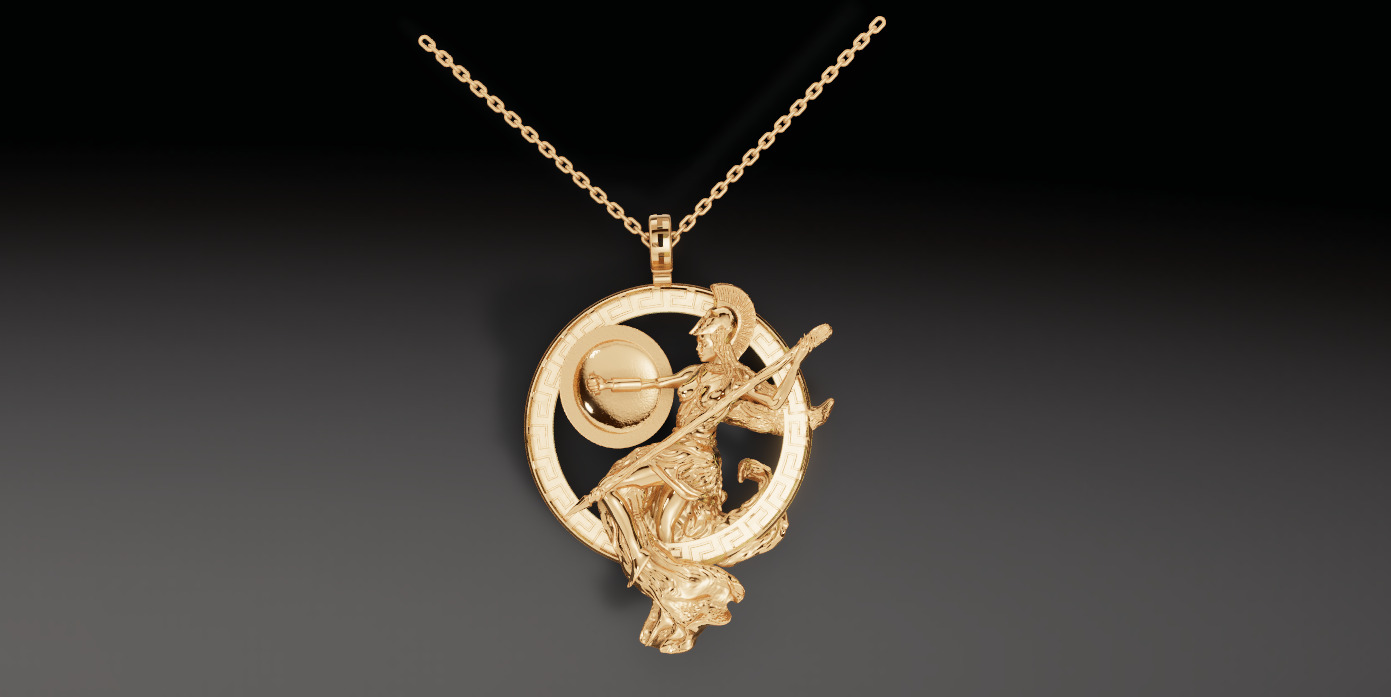 Athena War Goddess Pendant 3D Model STL OBJ Rhino ZPR 3D print model_1