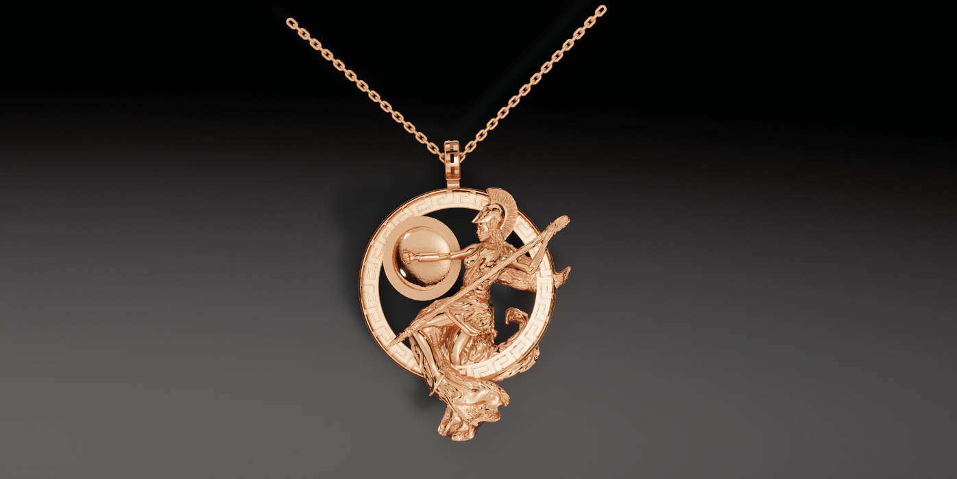 Athena War Goddess Pendant 3D Model STL OBJ Rhino ZPR 3D print model_4