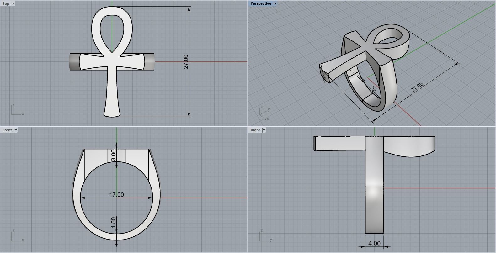 Ankh cross ring model 889 3D print model_3