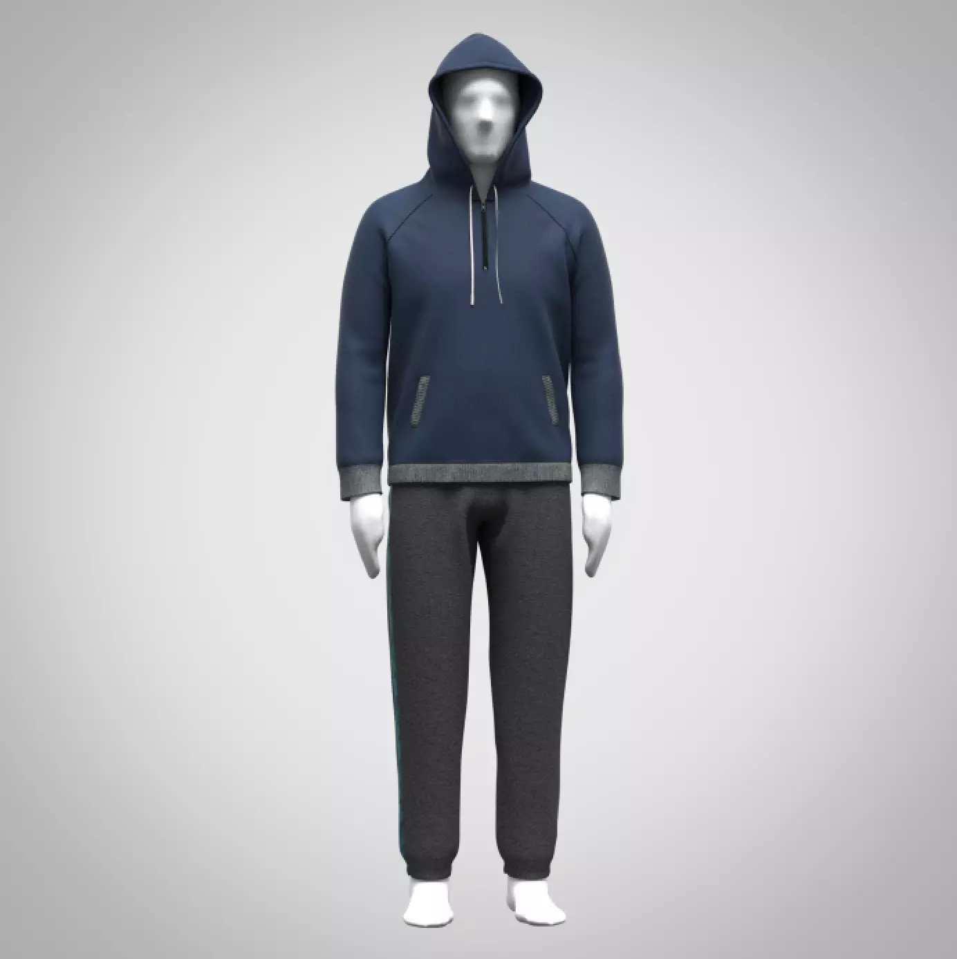 Mens raglan hoodie and trouser Low-poly 3D model
