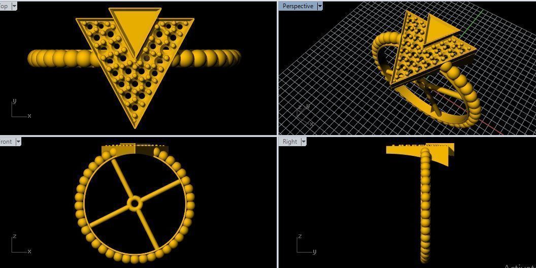 triangle ring 3dm and stl file 3D print model_1