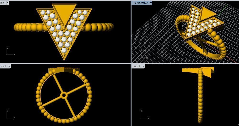 triangle ring 3dm and stl file 3D print model_2