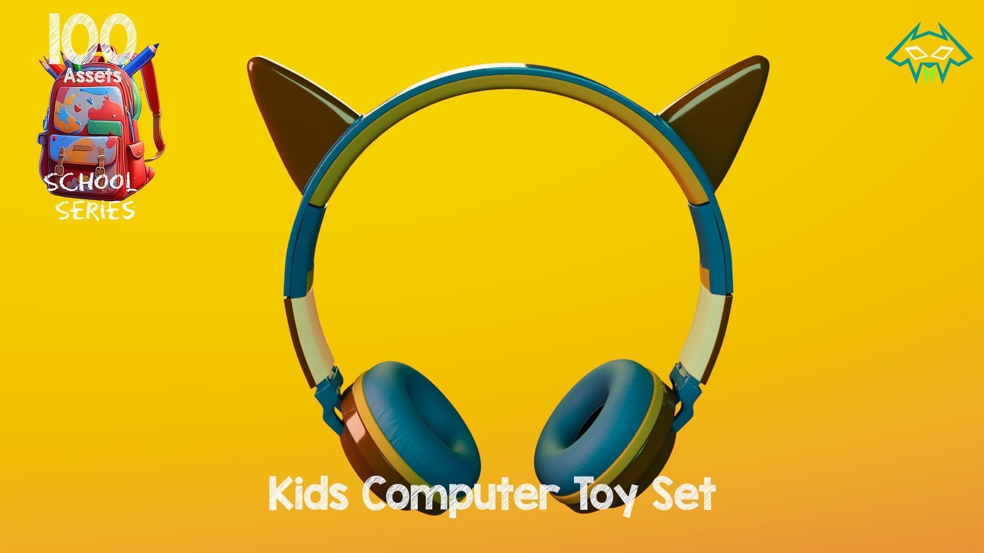 Kids Computer Toy Set - 100 Assets - School Series Low-poly 3D model_4