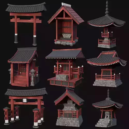JAPANESE ASIAN MEDIEVAL FEUDAL CITY STRUCTURES COLLECTION