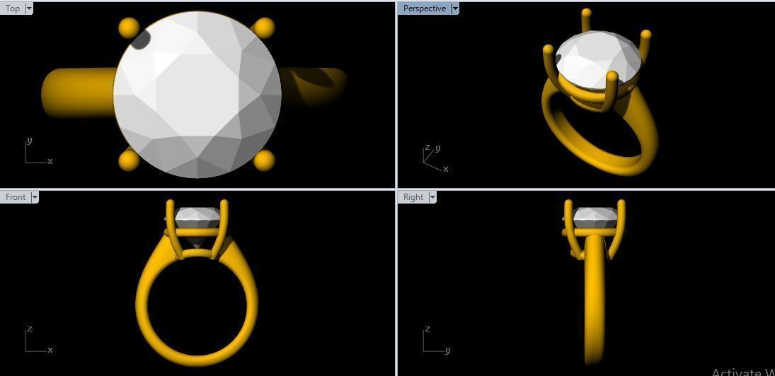Solitaire Ring 3dm file 3D print model_1
