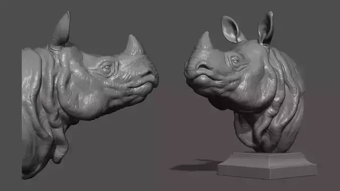 Indian rhinoceros bust 3D print model