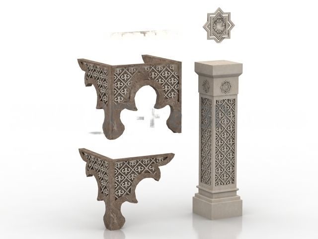 Column classic Arabic decor Frame 3D model_1