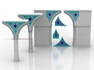Column classic Arabic decor Frame 3D model_4