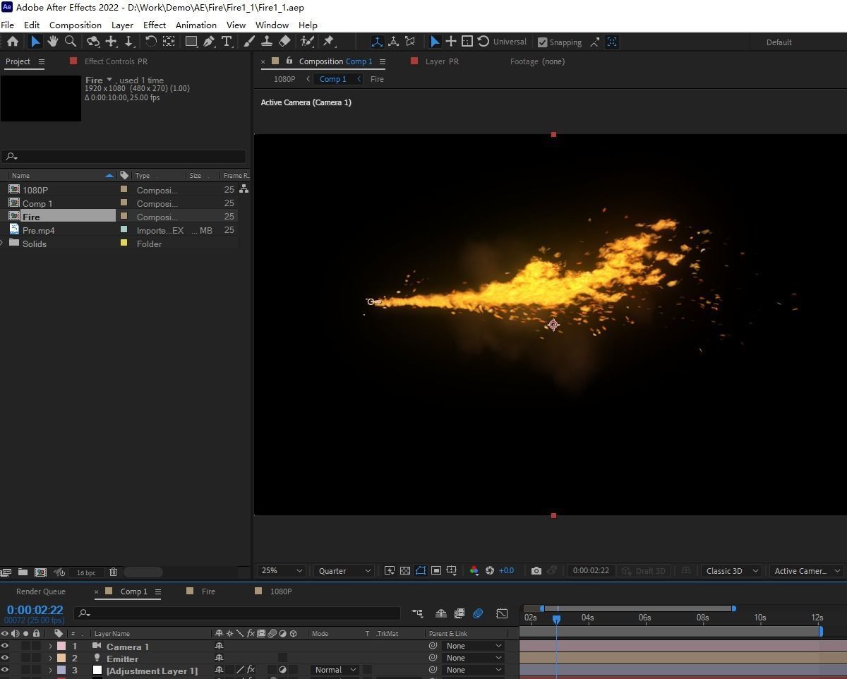 Flame burning particle effects 3D model_1