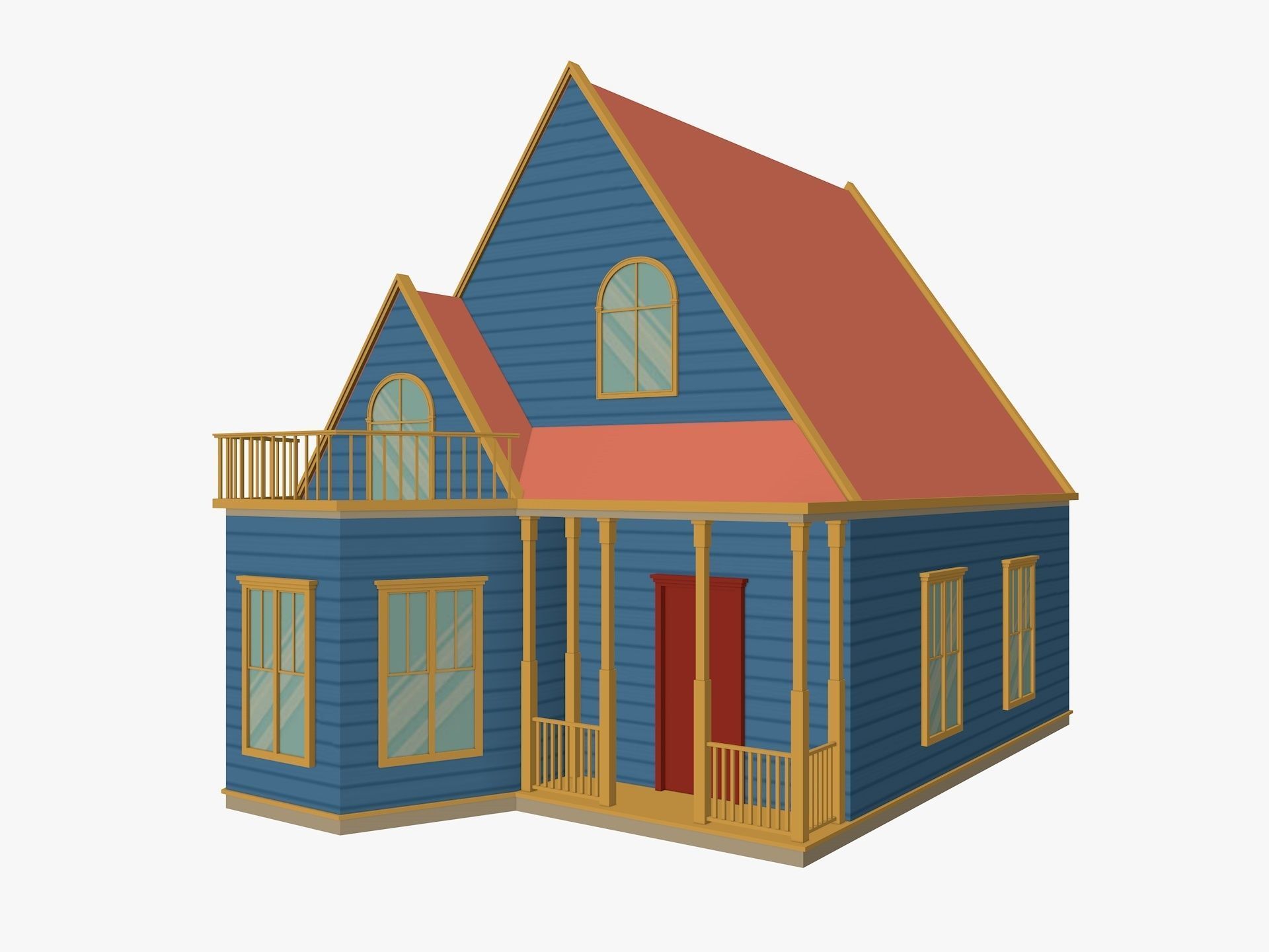 Cartoon House Pack Low-poly 3D model_7