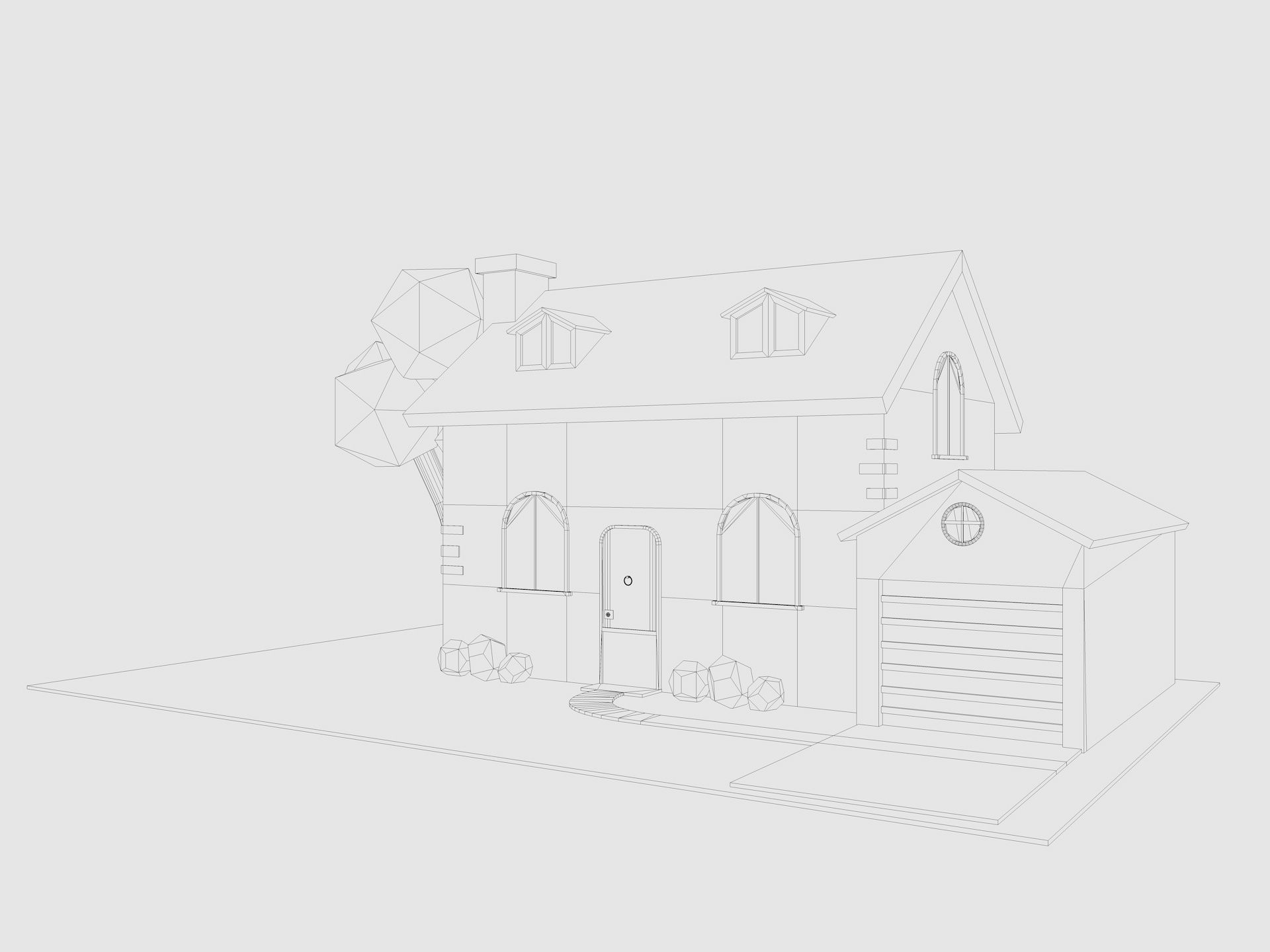 Cartoon House Pack Low-poly 3D model_14