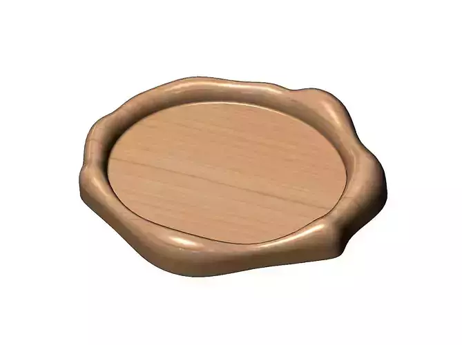 Organic oval wax seal dish plate ashtray relief 3D print model